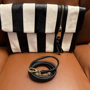 Steve Madden Black and White Striped Clutch/Crossbody Bag